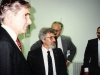 Meeting with Bnai-Brith delegation.  From the left Seymour Reich, Yuli Kosharovsky, ?. Moscow 1988.