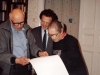 At home of Andrei Sakharov and Elena Bonner. From the left: Academician Andrei Sakharov, Sam Lipski, Elena Bonner. Moscow, 1987. co RS