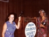 At a meeting of the UCSJ. From the left: Gish Robbins, Rita Eker. USA, 19??. co RS