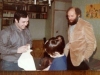 Bernie Dishler meets with refusenik family in Moscow, 1983.