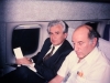 To the Reagan-Gorbachev Summit in Reykjavik in airplane, 1986: from the left soviet ambassador to US Yuri  Dubinin, so Frank Brodsky