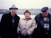 Leon Uris (right) with his sister and brother in low, Leningrad, 1989, co Frank Brodsky