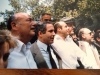 Solidarity Sunday in New York, 1986. L-r Ed Koch, Benjamin Netanyahu, Natan Sharansky, Rabbi Haskel Lookstein, Noam Chudofsky, May 1986
